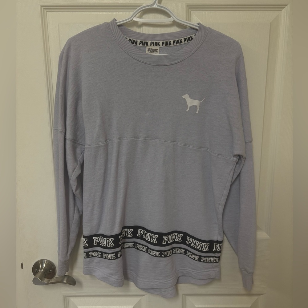 Victoria's Secret PINK Lavender Crewneck with Black Logo Trim